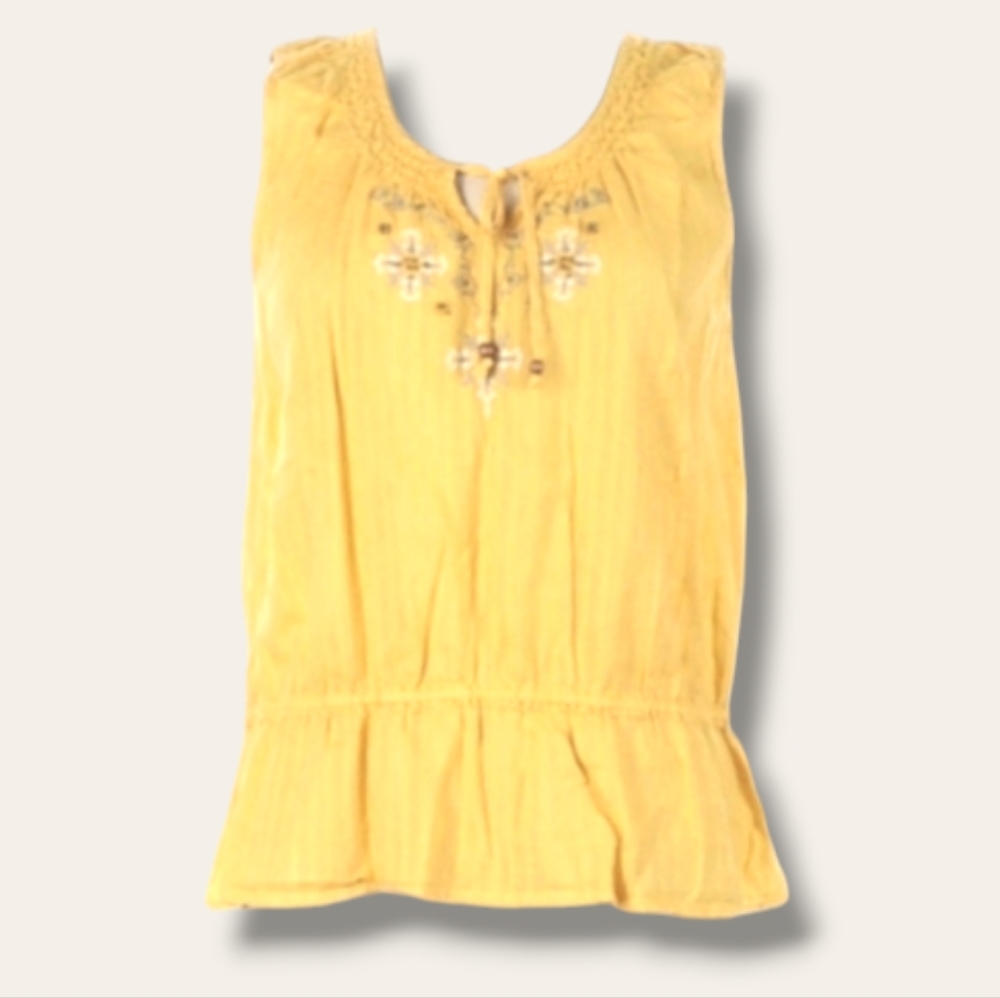 🧡 Sonoma Goods For Life Yellow Peplum Top - Picture 2 of 6